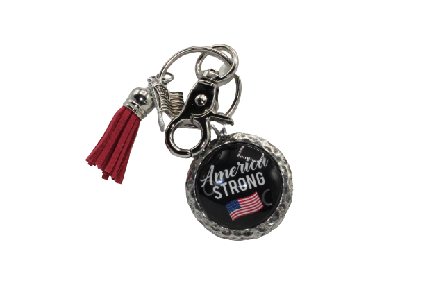 America Strong - Pewter Hammered Keychain - USA Made, Key Chain, America  Strong