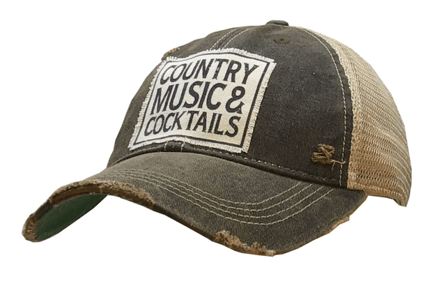 Black Distressed Country Music & Cocktails
