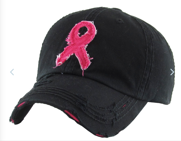 Pink Ribbon Hat - Black