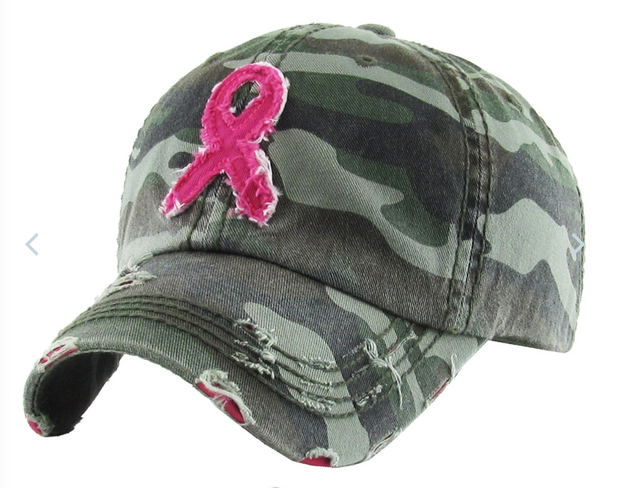 Pink Ribbon Hat - Camo