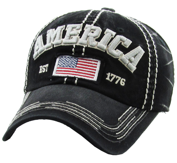 America USA Black Ball Cap
