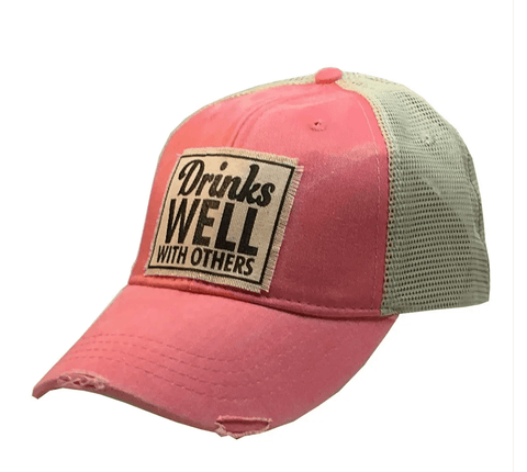 Coral Drinks Well With Others Trucker Hat