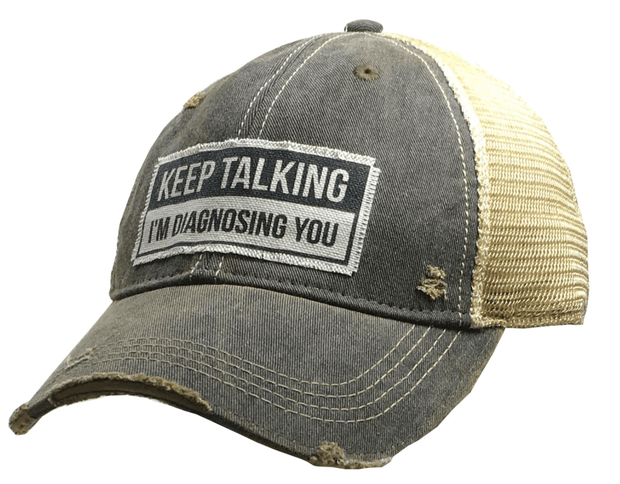 Keep Talking Distressed Trucker Hat