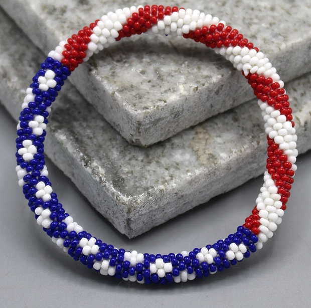 Red, White and Blue Roll on Bracelets