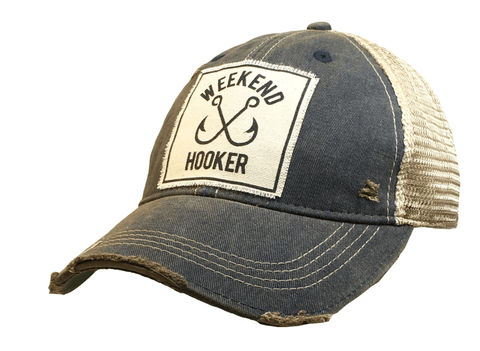 Weekend Hooker Dark Blue Distressed Hat